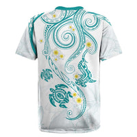 Polynesia Tribal Rugby Jersey Teal Plumeria Tentacles LT7 - Polynesian Pride
