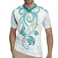 Polynesia Tribal Rugby Jersey Teal Plumeria Tentacles LT7 - Polynesian Pride