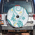 Polynesia Tribal Spare Tire Cover Teal Plumeria Tentacles