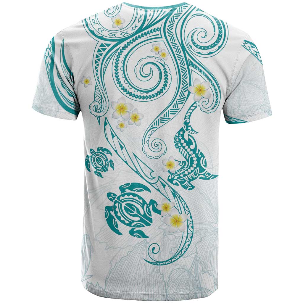 Polynesia Tribal T Shirt Teal Plumeria Tentacles LT7 - Polynesian Pride