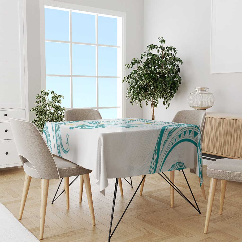 Polynesia Tribal Tablecloth Teal Plumeria Tentacles LT7 - Polynesian Pride