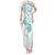 Polynesia Tribal Tank Maxi Dress Teal Plumeria Tentacles