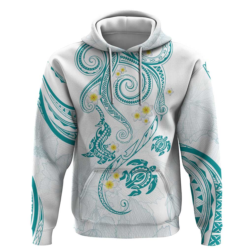 Polynesia Tribal Zip Hoodie Teal Plumeria Tentacles LT7 Pullover Hoodie Teal - Polynesian Pride
