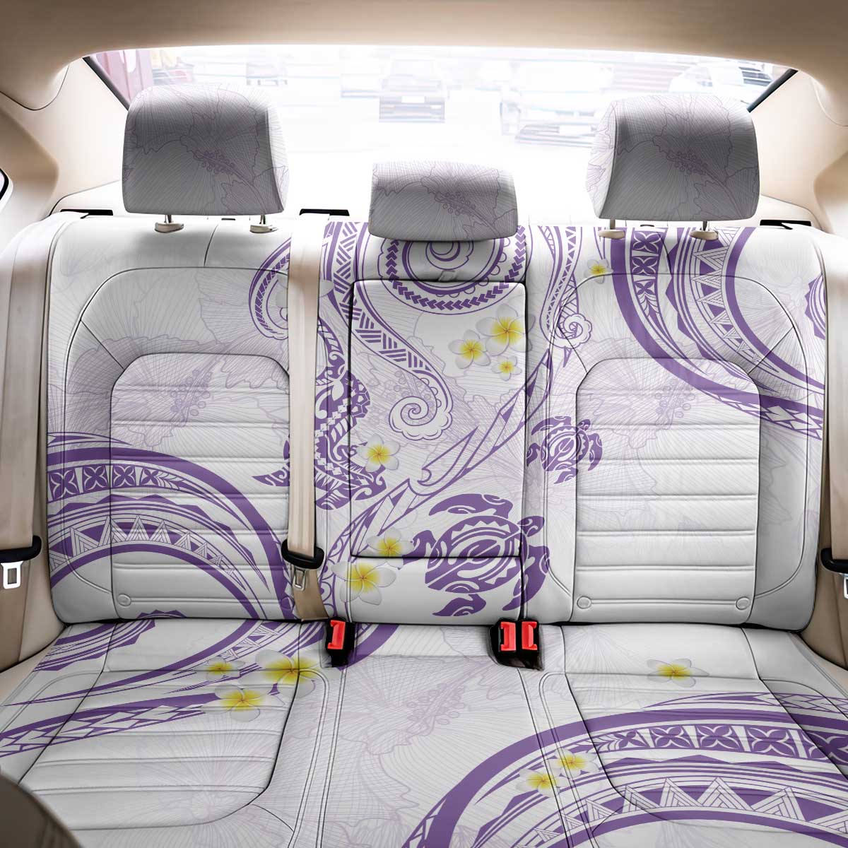 Polynesia Tribal Back Car Seat Cover Lilac Plumeria Tentacles LT7 - Polynesian Pride