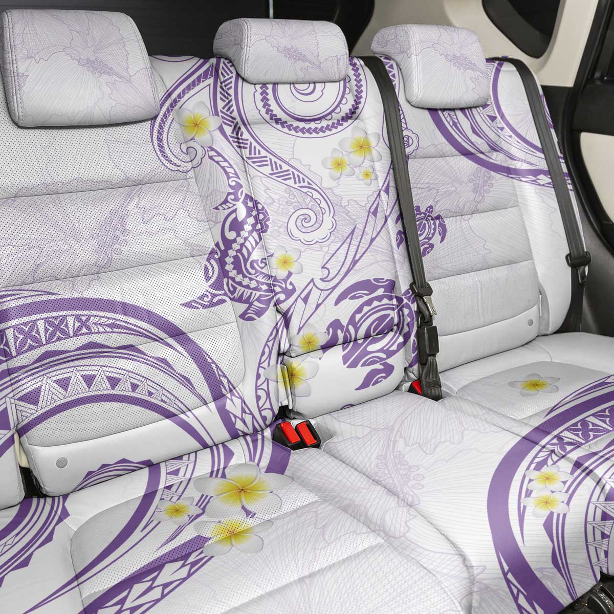 Polynesia Tribal Back Car Seat Cover Lilac Plumeria Tentacles LT7 - Polynesian Pride