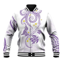 Polynesia Tribal Baseball Jacket Lilac Plumeria Tentacles LT7 Unisex Lilac - Polynesian Pride