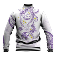 Polynesia Tribal Baseball Jacket Lilac Plumeria Tentacles LT7 - Polynesian Pride