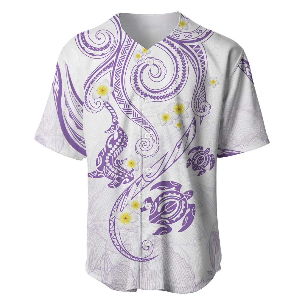 Polynesia Tribal Baseball Jersey Lilac Plumeria Tentacles