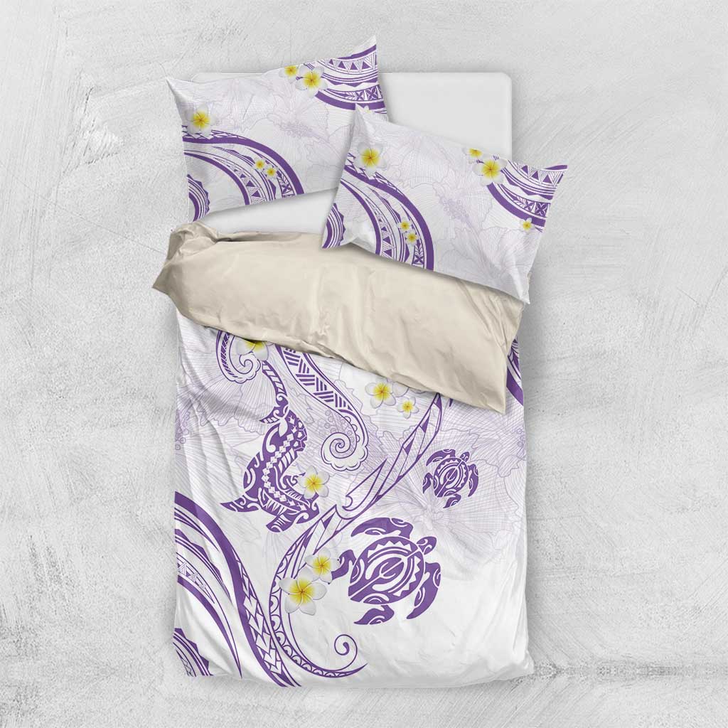 Polynesia Tribal Bedding Set Lilac Plumeria Tentacles LT7 US Twin 172cm x 218cm Lilac - Polynesian Pride