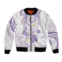 Polynesia Tribal Bomber Jacket Lilac Plumeria Tentacles LT7 Unisex Lilac - Polynesian Pride