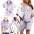 Polynesia Tribal Family Matching Off Shoulder Short Dress and Hawaiian Shirt Lilac Plumeria Tentacles