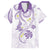 Polynesia Tribal Family Matching Off Shoulder Short Dress and Hawaiian Shirt Lilac Plumeria Tentacles