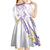 Polynesia Tribal Kid Short Sleeve Dress Lilac Plumeria Tentacles