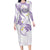 Polynesia Tribal Long Sleeve Bodycon Dress Lilac Plumeria Tentacles