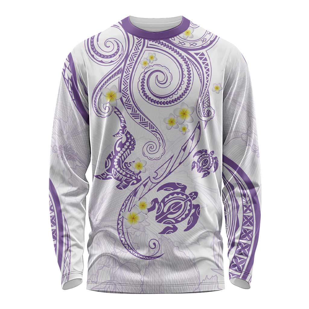 Polynesia Tribal Long Sleeve Shirt Lilac Plumeria Tentacles LT7 Unisex Lilac - Polynesian Pride