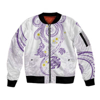 Polynesia Tribal Sleeve Zip Bomber Jacket Lilac Plumeria Tentacles LT7 Unisex Lilac - Polynesian Pride