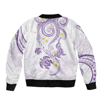 Polynesia Tribal Sleeve Zip Bomber Jacket Lilac Plumeria Tentacles LT7 - Polynesian Pride