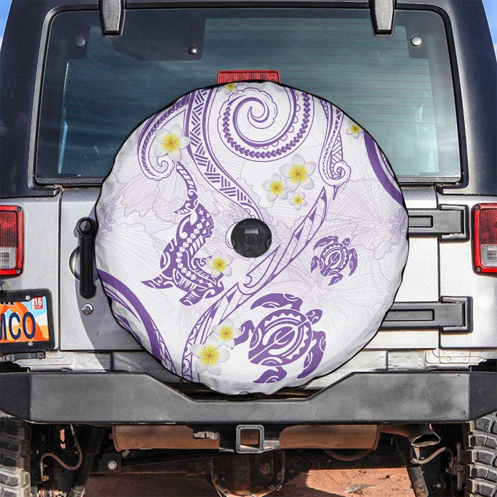 Polynesia Tribal Spare Tire Cover Lilac Plumeria Tentacles