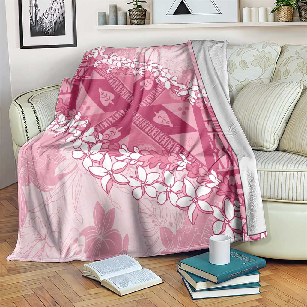 Bula Fiji Plumeria Tagimoucia Salusalu Pink Blanket Kaiviti Masi LT7 Pink - Polynesian Pride