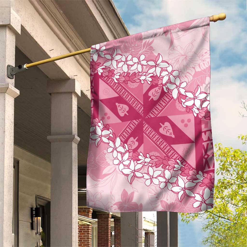 Bula Fiji Plumeria Tagimoucia Salusalu Pink Garden Flag Kaiviti Masi LT7 House Flag Pink - Polynesian Pride