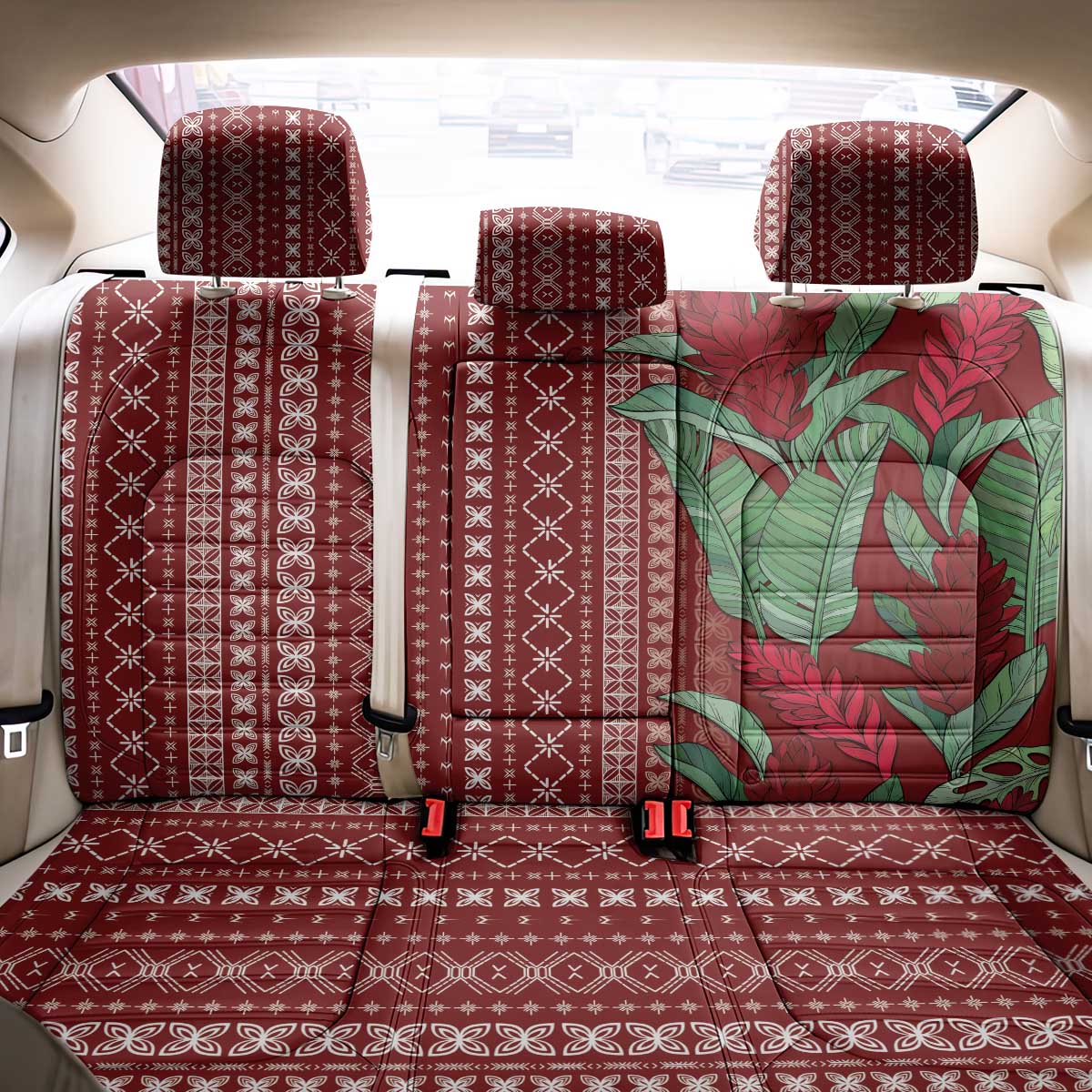 Women's Day Samoa Malu Tattoo Inspired Mix Teuila Back Car Seat Cover Scarlet LT7 - Polynesian Pride