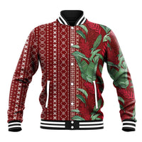 Women's Day Samoa Malu Tattoo Inspired Mix Teuila Baseball Jacket Scarlet LT7 Unisex Scarlet - Polynesian Pride