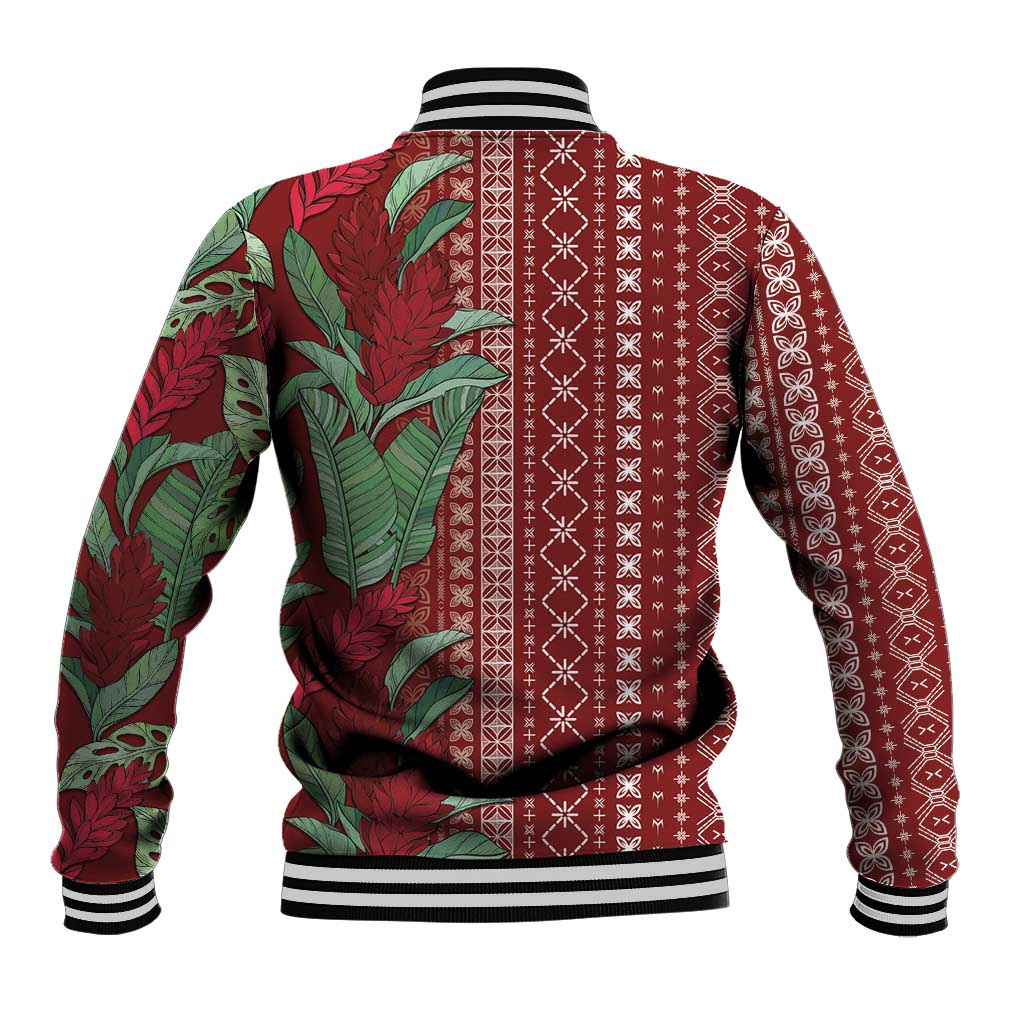 Women's Day Samoa Malu Tattoo Inspired Mix Teuila Baseball Jacket Scarlet LT7 - Polynesian Pride