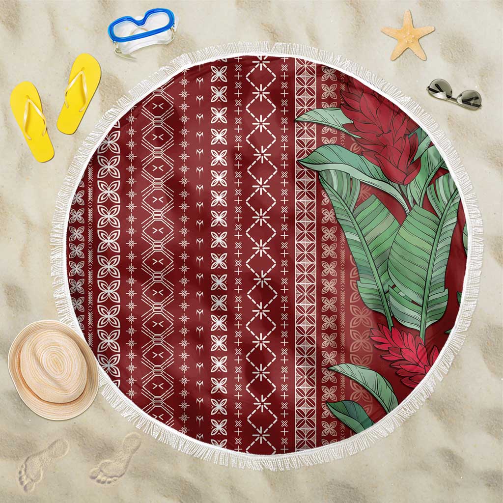 Women's Day Samoa Malu Tattoo Inspired Mix Teuila Beach Blanket Scarlet LT7 One Size 150cm Scarlet - Polynesian Pride