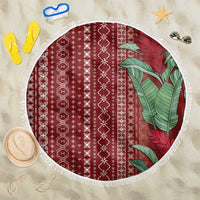 Women's Day Samoa Malu Tattoo Inspired Mix Teuila Beach Blanket Scarlet LT7 One Size 150cm Scarlet - Polynesian Pride
