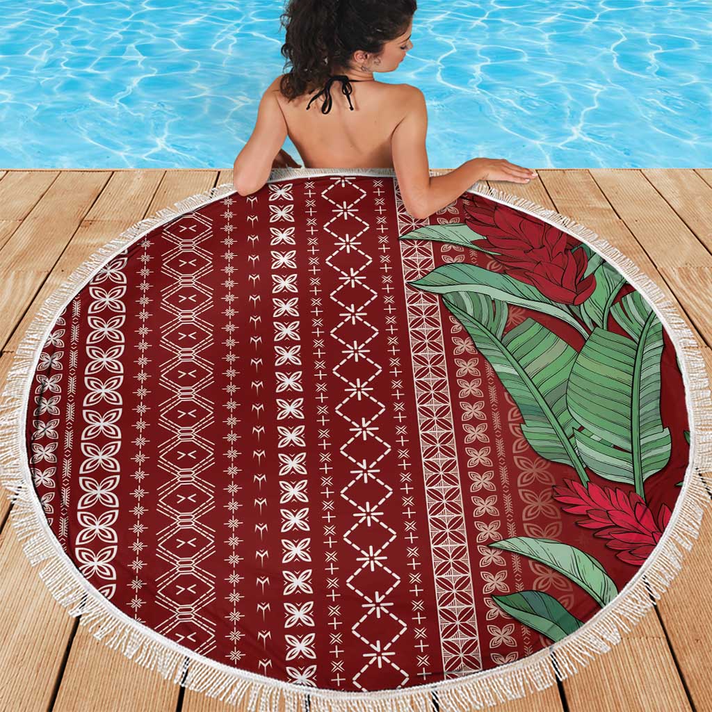 Women's Day Samoa Malu Tattoo Inspired Mix Teuila Beach Blanket Scarlet LT7 - Polynesian Pride