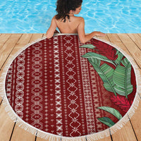 Women's Day Samoa Malu Tattoo Inspired Mix Teuila Beach Blanket Scarlet LT7 - Polynesian Pride