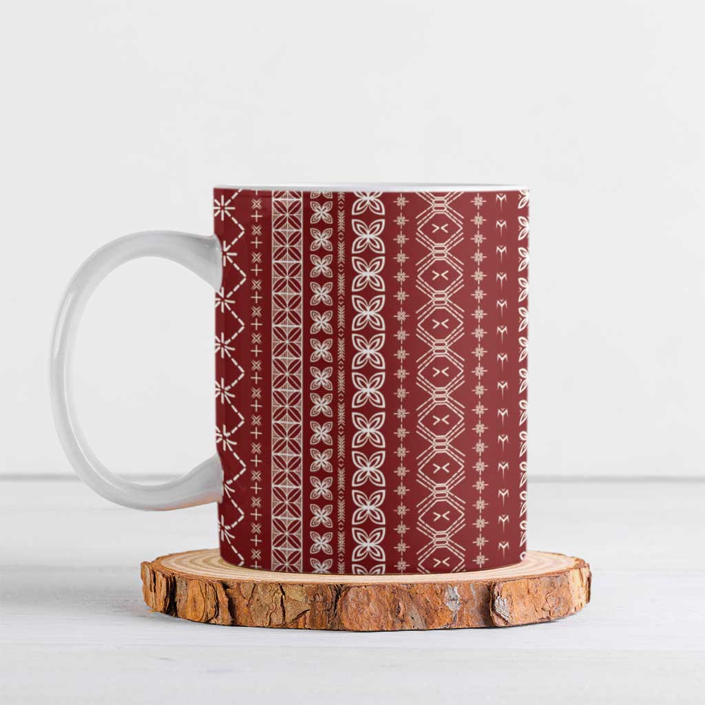 Women's Day Samoa Malu Tattoo Inspired Mix Teuila Ceramic Mug Scarlet LT7 Scarlet - Polynesian Pride