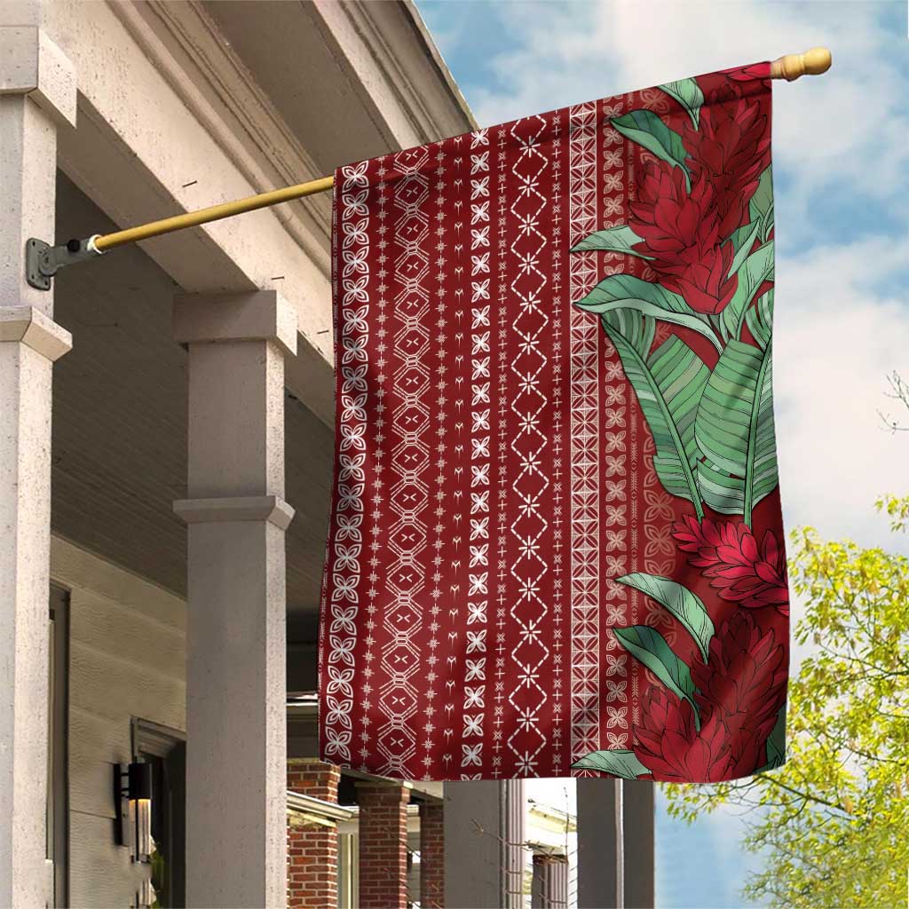 Women's Day Samoa Malu Tattoo Inspired Mix Teuila Garden Flag Scarlet LT7 House Flag Scarlet - Polynesian Pride