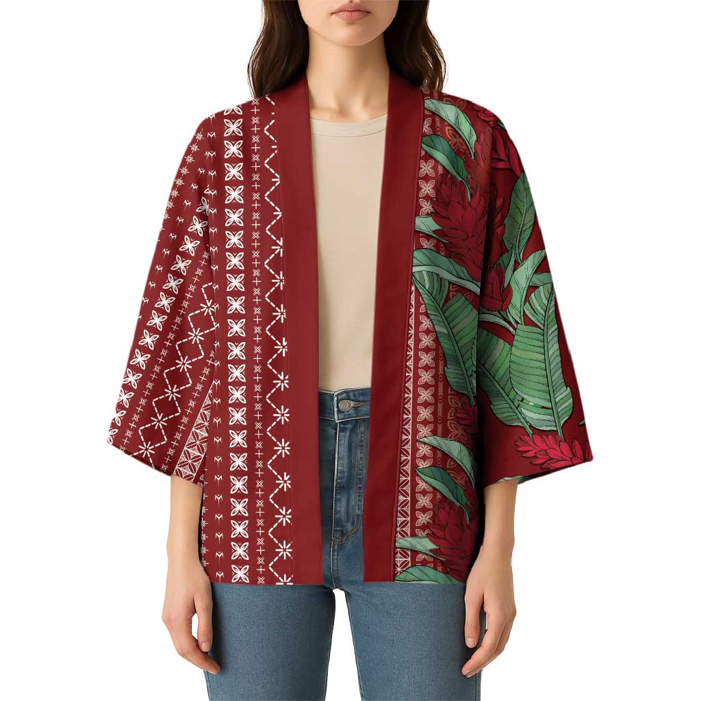 Women's Day Samoa Malu Tattoo Inspired Mix Teuila Kimono Scarlet LT7 - Polynesian Pride