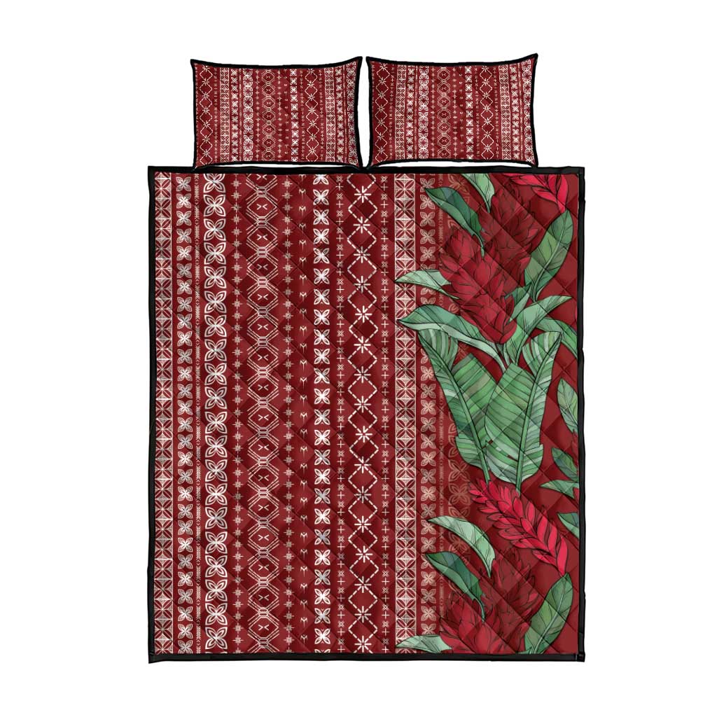 Women's Day Samoa Malu Tattoo Inspired Mix Teuila Quilt Bed Set Scarlet LT7 - Polynesian Pride
