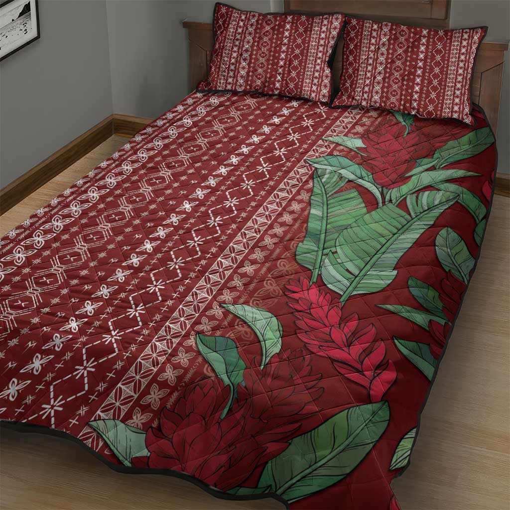 Women's Day Samoa Malu Tattoo Inspired Mix Teuila Quilt Bed Set Scarlet LT7 - Polynesian Pride