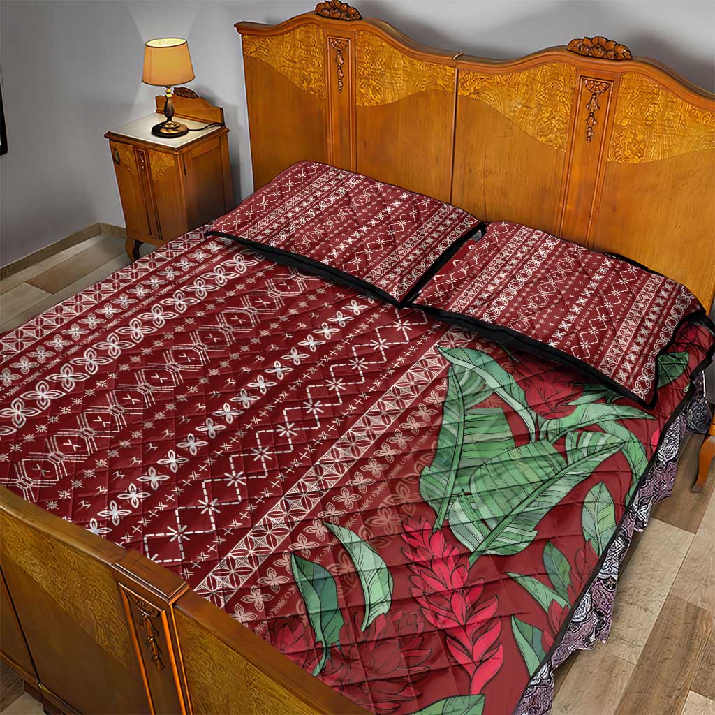 Women's Day Samoa Malu Tattoo Inspired Mix Teuila Quilt Bed Set Scarlet LT7 - Polynesian Pride