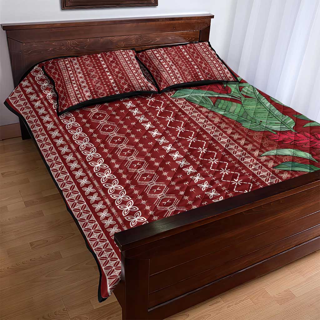 Women's Day Samoa Malu Tattoo Inspired Mix Teuila Quilt Bed Set Scarlet LT7 - Polynesian Pride