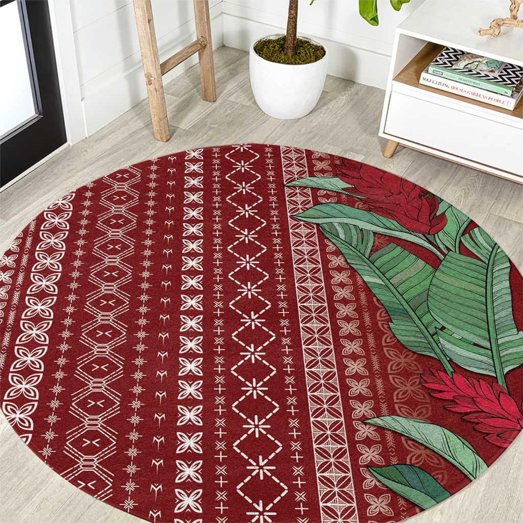 Women's Day Samoa Malu Tattoo Inspired Mix Teuila Round Carpet Scarlet LT7 Scarlet - Polynesian Pride
