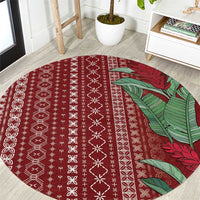 Women's Day Samoa Malu Tattoo Inspired Mix Teuila Round Carpet Scarlet LT7 Scarlet - Polynesian Pride