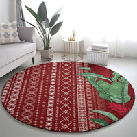 Women's Day Samoa Malu Tattoo Inspired Mix Teuila Round Carpet Scarlet LT7 - Polynesian Pride