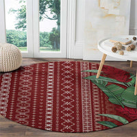 Women's Day Samoa Malu Tattoo Inspired Mix Teuila Round Carpet Scarlet LT7 - Polynesian Pride