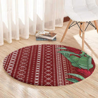 Women's Day Samoa Malu Tattoo Inspired Mix Teuila Round Carpet Scarlet LT7 - Polynesian Pride