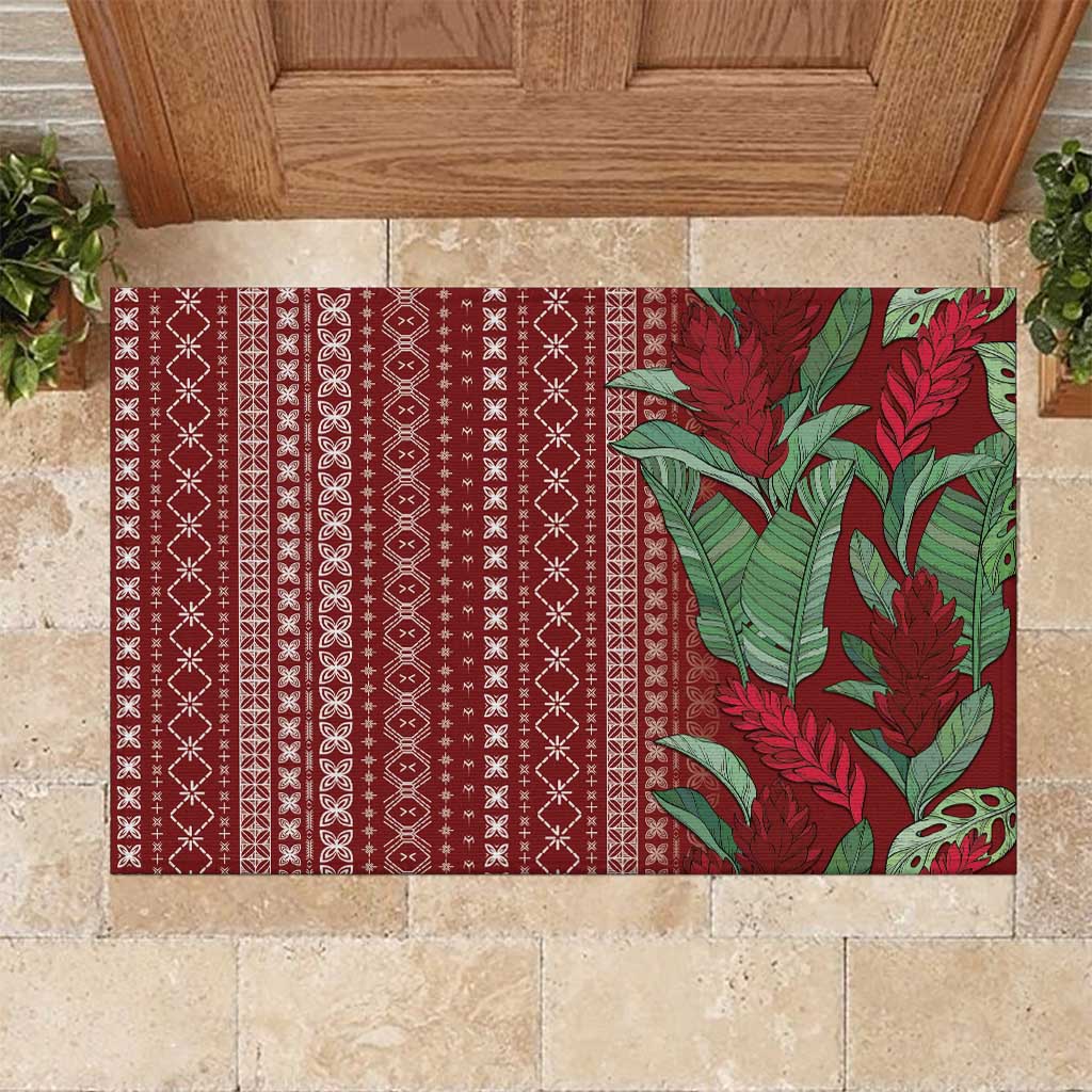 Women's Day Samoa Malu Tattoo Inspired Mix Teuila Rubber Doormat Scarlet LT7 Scarlet - Polynesian Pride