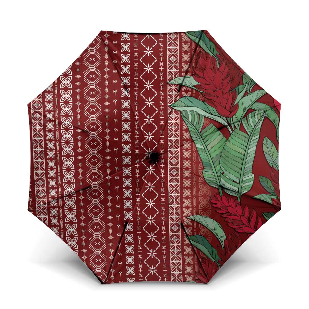 Women's Day Samoa Malu Tattoo Inspired Mix Teuila Umbrella Scarlet LT7 One Size Folded 11.42 inch Opened Diameter 37.4 inch Scarlet - Polynesian Pride
