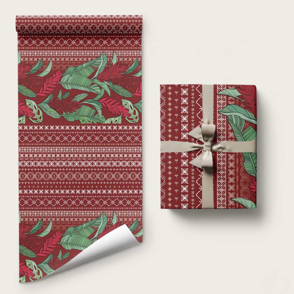 Women's Day Samoa Malu Tattoo Inspired Mix Teuila Wrapping Paper Scarlet LT7 58" × 23" Scarlet - Polynesian Pride