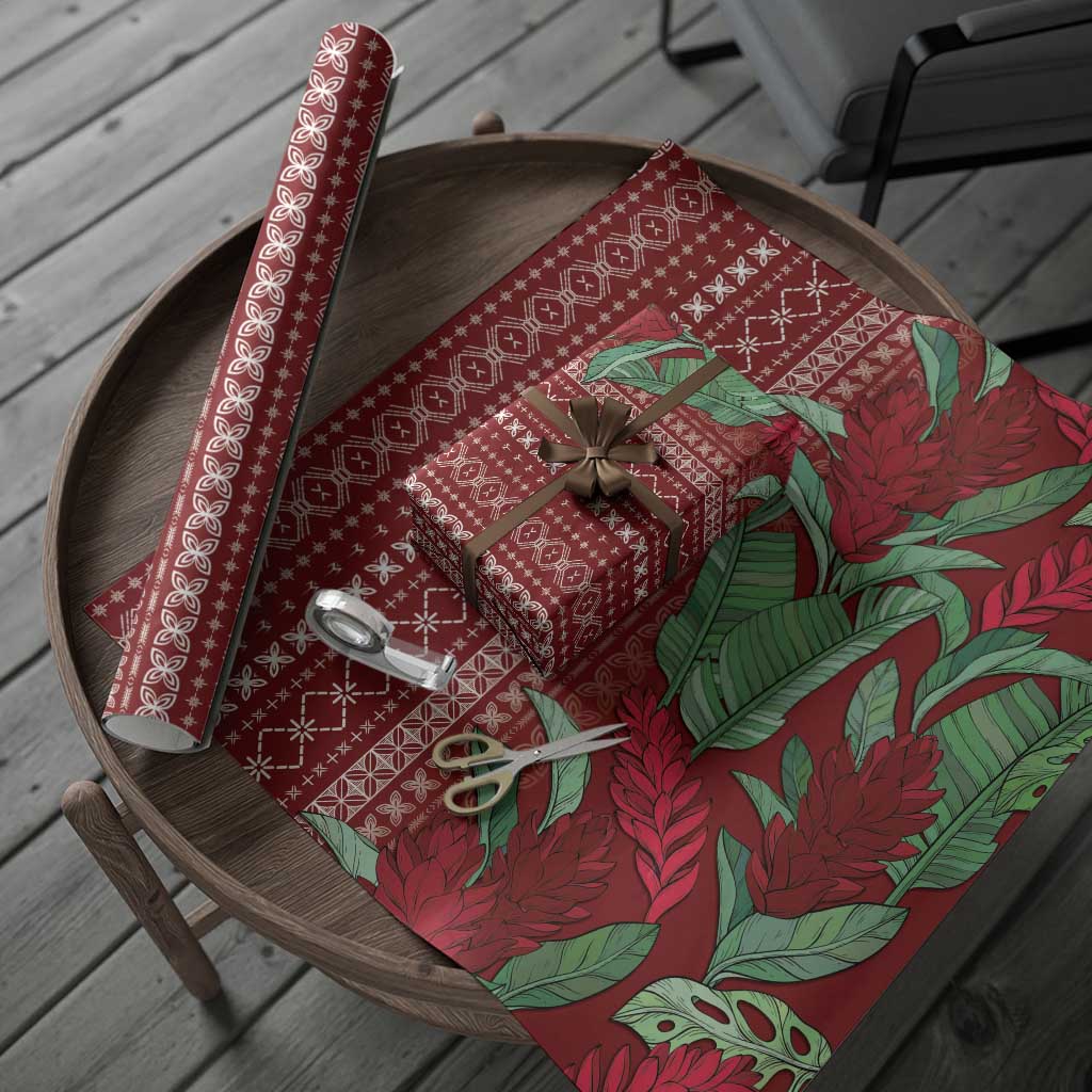 Women's Day Samoa Malu Tattoo Inspired Mix Teuila Wrapping Paper Scarlet LT7 - Polynesian Pride