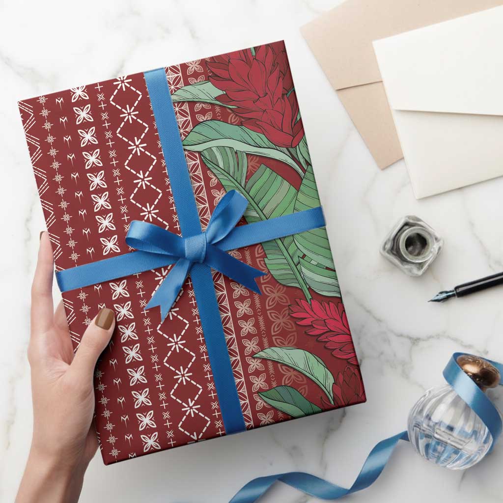 Women's Day Samoa Malu Tattoo Inspired Mix Teuila Wrapping Paper Scarlet LT7 - Polynesian Pride