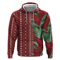 Women's Day Samoa Malu Tattoo Inspired Mix Teuila Zip Hoodie Scarlet LT7 Pullover Hoodie Scarlet - Polynesian Pride