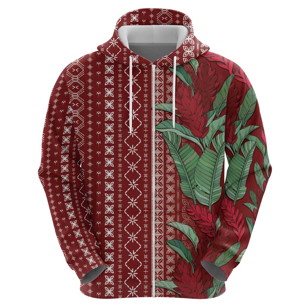 Women's Day Samoa Malu Tattoo Inspired Mix Teuila Zip Hoodie Scarlet LT7 - Polynesian Pride